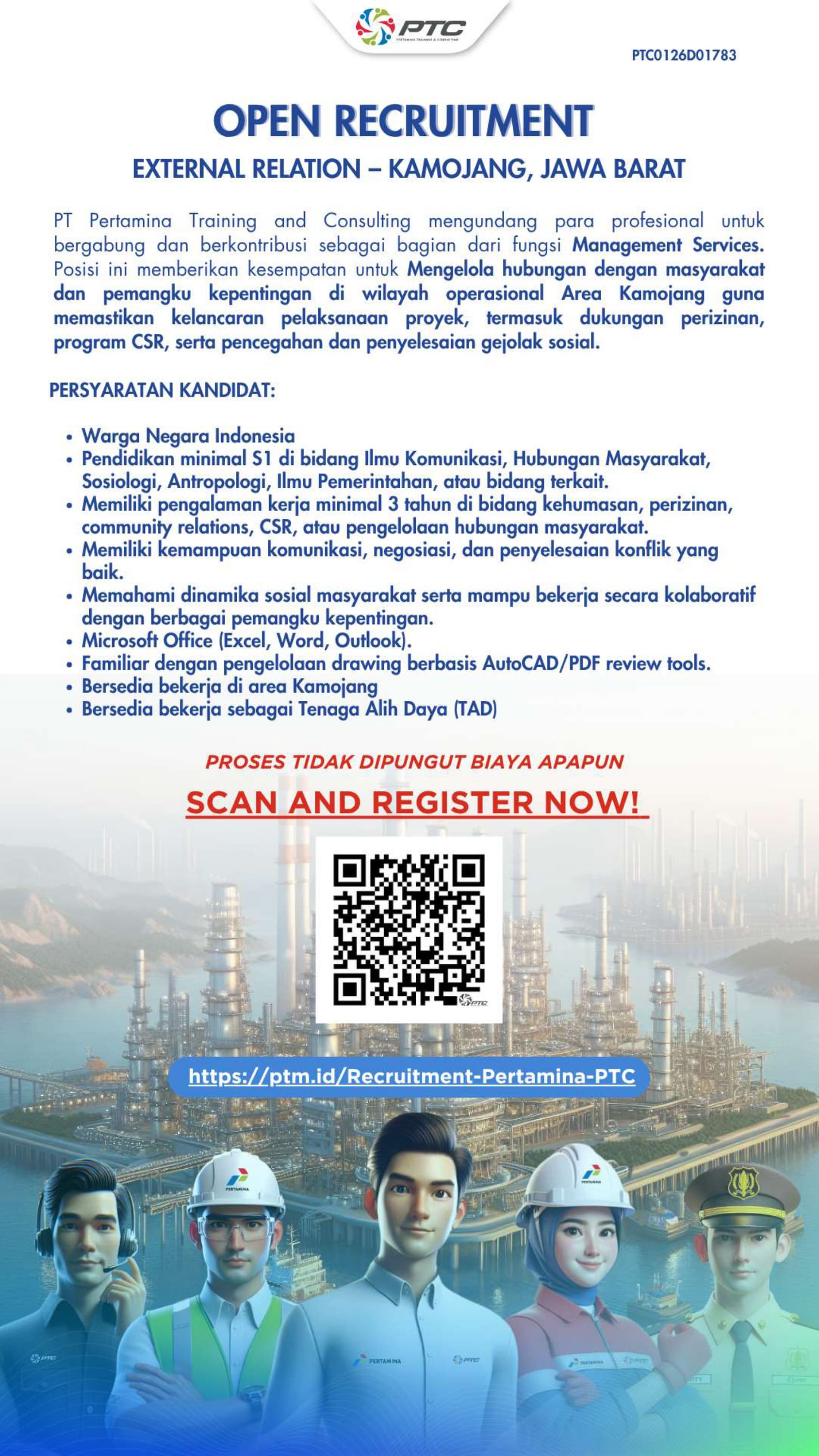 PT Pertamina Training and Consulting Kamojang, Jawa Barat membuka kesempatan kerja, bagi kalian yang memiliki passion dibidang tersebut segera kirimkan CV terbaikmu !