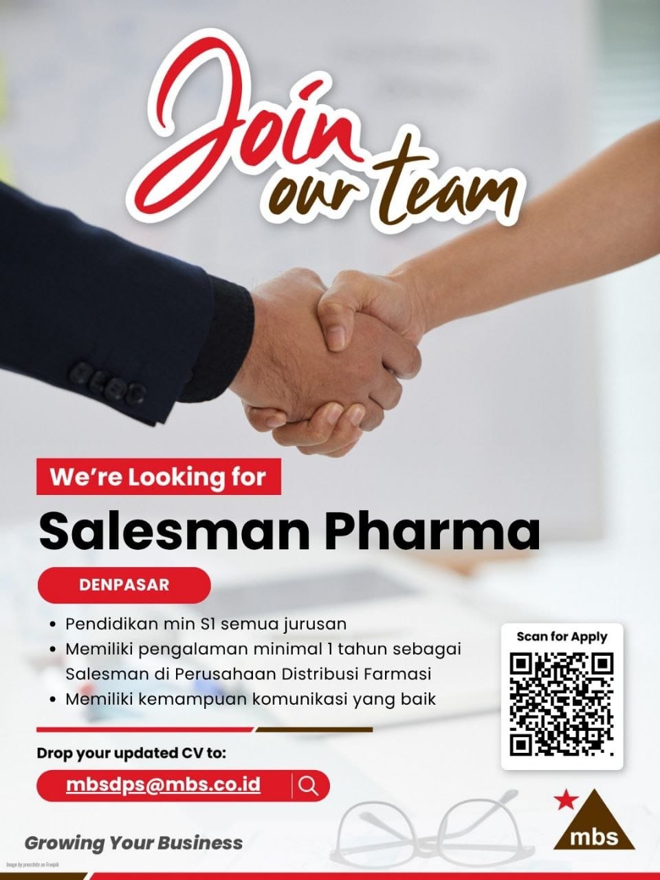 We are hiring!! PT Mensa Binasukses Cabang Denpasar membuka kesempatan kerja untuk posisi Salesman Pharma dan Salesman CPO. Jika kalian memiliki passion dibidang tersebut segera kirimkan CV terbaikmu !
