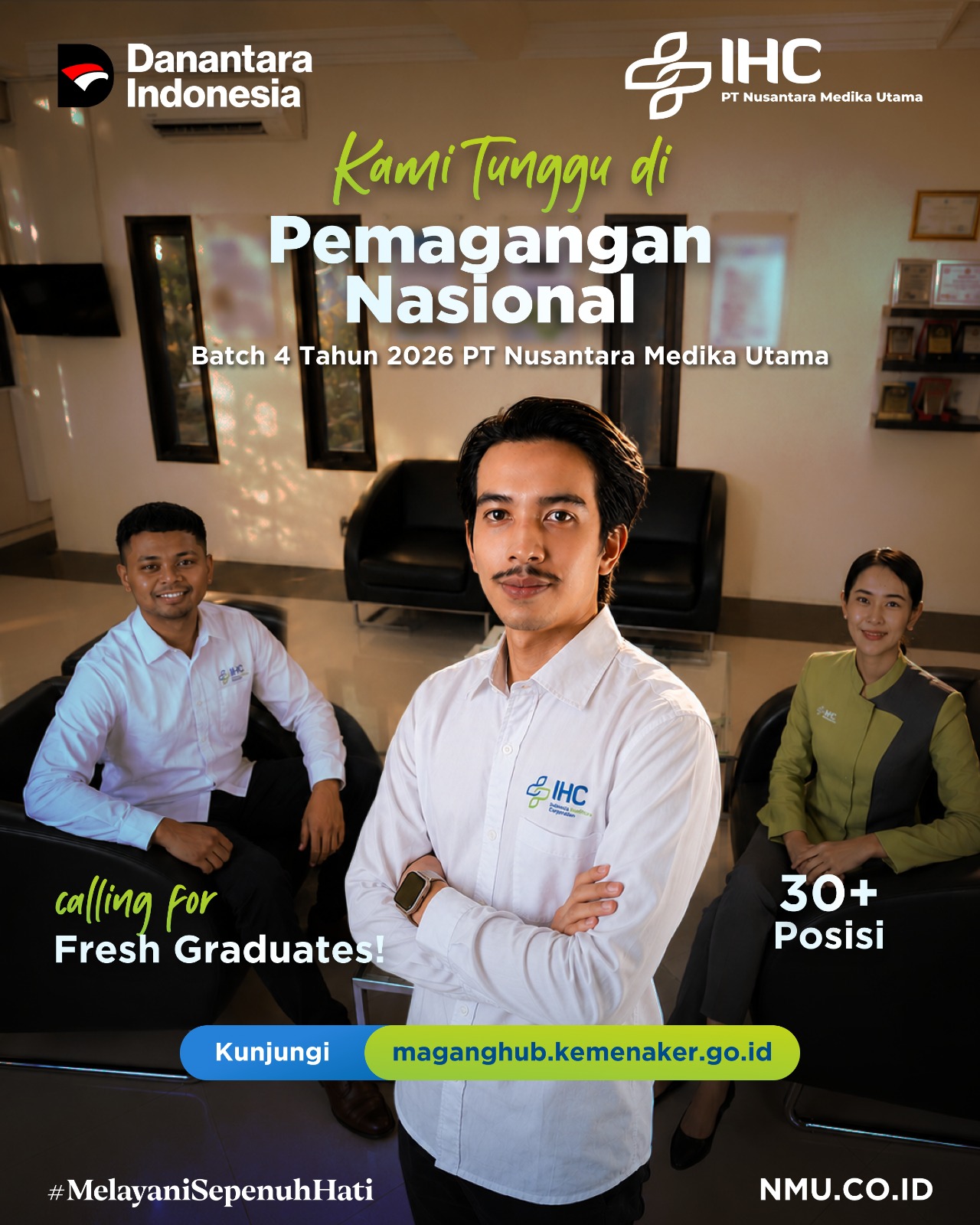 Let's start your internship journey with IHC PT Nusantara Medika Utama ! don't miss this opportunity to grow with us! Good luck, Register now at maganghub.kemnaker.go.ig