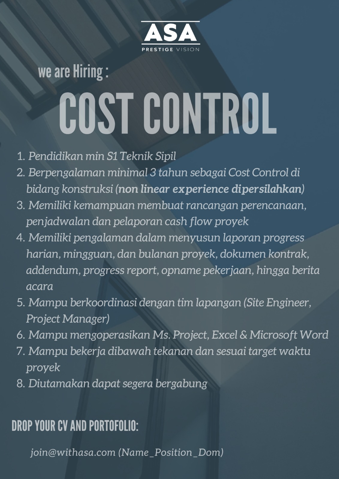 ASA Group Indonesia has been trusted construction and property management company since 2017. We’re currently hiring for several positions